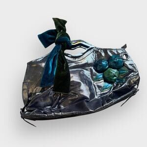 Gilian NY metallic handbag with leather floral accent